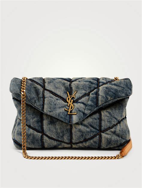 ysl blue jean purse|ysl denim puffer.